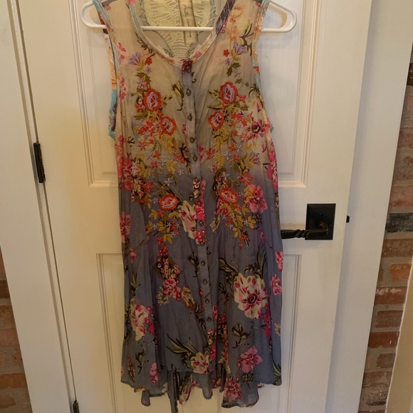 Chic Floral High Low Dress - Purple and Pink - Picture 1 of 7